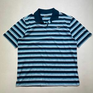 57 美品 NIKE GOLF TOUR PERFORMANCE ストレッチ ボーダー 半袖 ポロシャツ L ナイキ ゴルフ スウッシュプリント DRI FIT スポーツ 40401H