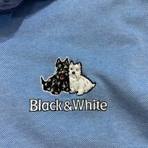 62 美品 Black & White ブラックアンドホワイト ストレッチ 半袖 ポロシャツ L 鹿の子 ロゴ刺繍 ロゴボタン GOLF ゴルフ 春夏 40413B_画像4