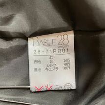 286 未使用 BASILE 28 バジーレ ベントット リネン シルク ワイドストレート スラックス パンツ 大きいサイズ42 麻 日本製 40426O_画像7