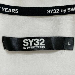 59 SY32 by SWEET YEARS クルーネック 半袖 Tシャツ カットソー サイズL スウィート イヤーズ ロゴプリント ホワイト 白 メンズ 40403Wの画像3