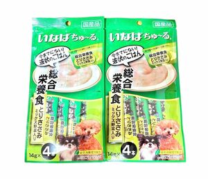 いなば ちゅ～る 総合栄養食 とりささみ ミックス野菜入り 14g×4本　2袋