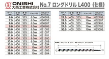 〈大西〉No.7 ロングドリル　全長L400　6mm_画像3