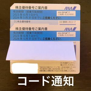 ANA 全日空 株主優待券 2枚 パスワード通知 2024/5/31まで