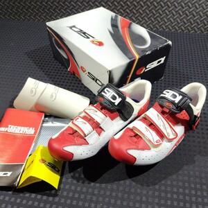 SIDI EUR44 ジェニクスフィット WH/RED CGE5FITC BIBIRO サイズ US10 27cm相当 シマノ純正クリート SPD SL 青 ビンディングシューズ シディ