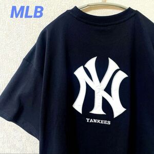 MLB ニューヨーク・ヤンキース　 Tシャツ 刺繍ロゴ　Lサイズ　ブラック