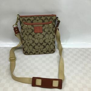 （宝）【同梱可】1スター　COACH コーチ ショルダーバッグ シグネチャー キャンバス レザー 斜め掛け　レディース　ブラウン系 40897