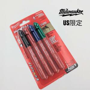 【日本未入荷】Milwaukee ミルウォーキー マーカー 4本セット ペン マジック 油性ペン 黒 DIY US限定 工具