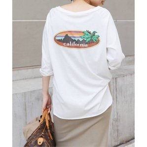 ドゥーズィエムクラス Deuxieme classe california ラグラン バックプリント Tシャツ ホワイトの画像1