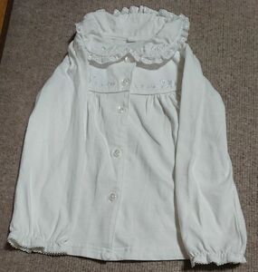 白ブラウス　白シャツ 　制服　女児　キッズ　　100cm　長袖（シミあり）