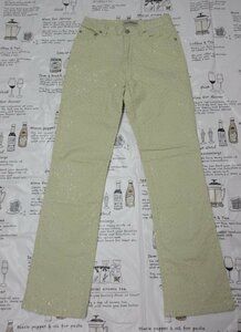 t8654 美品 ACQUAVERDE JEANS パンツ　カラーデニム　レディース　フランス製　アイボリー系 オーストリッチ風柄　サイズ40 アクアヴェルデ