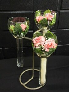 t7739 candle holder candle stand . pcs glass made rose. art flower candle 2 ps attaching ornament interior 