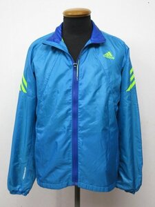 t1677　美品　アディダス　スポーツジャケット　ジップアップジャケット　裏地メッシュ　CLIMAPROOF　ブルー　サイズM　adidas