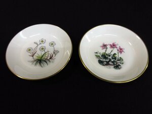 r4640 アンティーク 未使用保管品　Royal Worcester 小皿2枚　プレート　金縁花柄　イギリス　 ロイヤルウースター