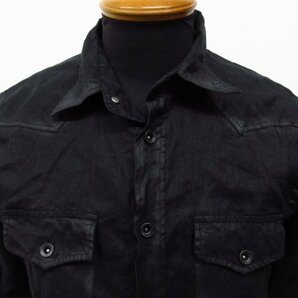 ｍ5206 美品 ハルプ HaLb メンズシャツ リネン 麻100％ 日本製 テット・オム シャツジャケット ウェスタンシャツなど 黒 Ｌの画像2