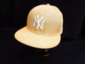 a4947　美品　NEW　ERA　ニューエラ　キャップ　59FIFTY　PAPER　STRAW　帽子　MLB　オフィシャルメジャーリーグベースボール　57.7㎝　7