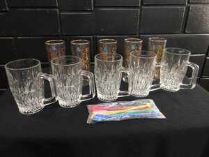 s2761　未使用保管品　昭和レトロ　佐々木硝子　GLASS WARE 　グラス　ガラス　セット売り　コップ　ジョッキ　マドラ―　佐々木　sasaki