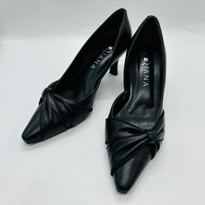 DIANA ダイアナ パンプス ブラック 黒 サイズ 23cm ビジネス カジュアル ヒール底スレ 使用感 現状品 格安 レディース ヒール 靴 15456の画像4