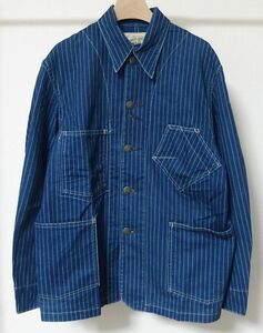 RRL ダブルアールエル WABASH STRIPE RAILROAD JACKET インディゴ ウォバッシュ カバーオール ジャケット L アメリカ製