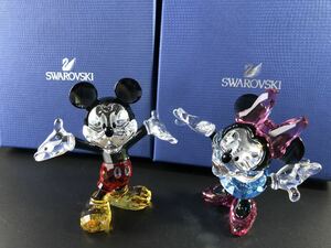 1000円〜■★SWAROVSKI★スワロフスキー ミッキー ミニー ディズニー クリスタル 置物 オブジェ 箱付 2点 まとめ★okoy2591624-4★r30351