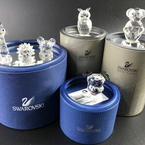 1000円〜■★SWAROVSKI★スワロフスキー フクロウ イヌ ネズミ ハリネズミ 他 クリスタル 置物 箱付 まとめ★okoy2591624-4★r30353の画像1