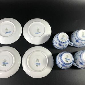 1000円〜■★Royal Copenhagen ★ロイヤルコペンハーゲン ブルーフルーテッド フルレース C&S 洋食器 4客 まとめ★okoy2650647-1★r30400の画像7