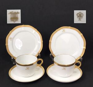 1000円〜■★大倉陶園 NORITAKE 片葉金蝕 他 カップ&ソーサー プレート 金彩 洋食器 6点 まとめ ★okoy2600717-1★c11132