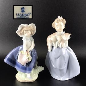 1000円〜■★LLADRO★リヤドロ 綺麗な花ばかり #5222 私の太った子猫 #6422 フィギュリン 陶器人形 2点 まとめ★okoy2617422-4★c11093