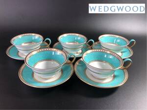 1000円〜■★WEDGWOOD ★ウェッジウッド ユーランダー パウダー ターコイズ C&S 金彩 洋食器 5客 まとめ★okoy2624836-241★r30383