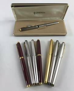 1000円〜■★筆記未確認★ 万年筆 PARKER 色々 ゴールド シルバー レッド ペン先14k-585 筆記具 まとめ ★okoy2552199-45★p6132