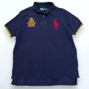 POLO RALPH LAUREN ポロラルフローレン ポロシャツ ビッグポニー刺繍 ワッペン 紺 ネイビー メンズ XXL