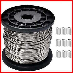 ☆最安☆★2mmx100m+100個スリーブ★ ワイヤー ワイヤーロープ ステンレスワイヤー wire rope 2mmワイヤー 物干しロープ 直径2.0mm