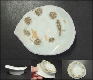 【240409③】李朝時代　白磁陶片　朝鮮美術茶碗高台