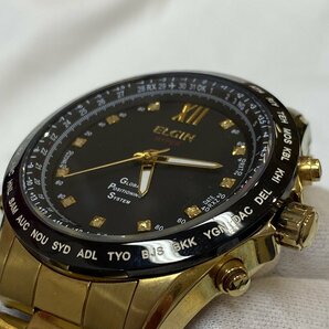 【6CM東04003Ｅ】1円スタート★エルジン ELGIN★クォーツ GPS衛星 電波時計★メンズ★ウォッチ 腕時計★稼働★ケース付き 現状品の画像6