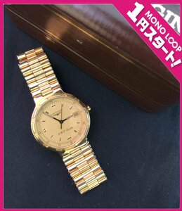 [6AF холм 04016F]1 иен старт *LONGINES* Longines *Conquest* Conquest *174-4976* мужской * кварц * Gold * неподвижный * наручные часы 