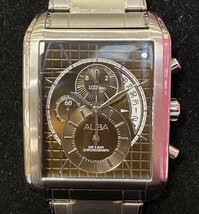 【6TT多03025D】★1円スタート★SEIKO★セイコー★ALBA★アルバ★スクエア★デイト★YM92-X191★クロノグラフ★QUARTZ★クオーツ★純正ベル_画像2