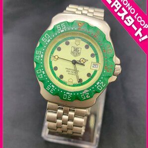 【5YM香04006E】動作品★1円スタート★タグホイヤー★TAGHeuer★フォーミュラ1★Professional★372.513★ボーイズ★グリーン文字盤★腕時計の画像1