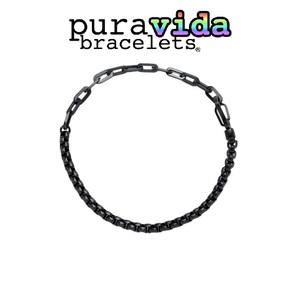 Puravida (Pura vida) メンズ・カラビナ・ブレスレット - ブラック / Men's Carabiner Clasp Chain Bracelet