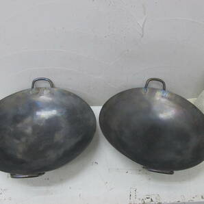 (19)☆チタニアファクトリー TITANIA FACTORY YOKOHAMA 中華鍋 チタン鍋 約40cm 2点セットの画像1