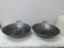 (19)☆チタニアファクトリー TITANIA FACTORY YOKOHAMA 中華鍋 チタン鍋 約40cm 2点セット_画像3