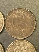 アメリカ旧貨幣　ダイム　DIME シーテッドリバティ4枚　1863年　1865年　1870年　1885年　おまとめ　身辺整理_画像4