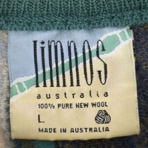 LIMNOS(リムノス) 90s オーストラリア製 総柄 マルチカラー ウール 3Dニット メンズ imp 中古 古着 0952_画像6