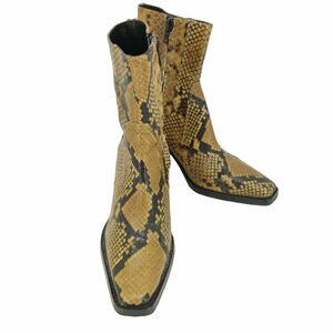 ZARA(ザラ) snake skin print leather heeled ankle boots 中古 古着 0234