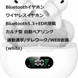 Bluetoothイヤホン ワイヤレスイヤホン Bluetooth5.3+EDR搭載 カルナ型 自動ペアリング (white)