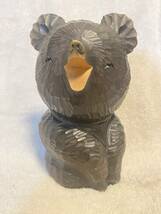 希少　木彫り　熊　ガラス目　高さ22cm 重さ1,090g 昭和レトロ _画像2