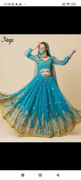 社交ダンスドレス 舞台衣装　インド 西域 踊り子 舞 ダンス 衣装 サリー ベリーダンス ジャスミン