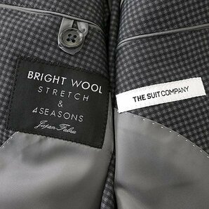 新品 スーツカンパニー 国産 BRIGHT WOOL チェック 3ピース スーツ AB5(幅広M) 灰 【J58675】 170-4D リバーシブル ベスト ストレッチ 春夏の画像10