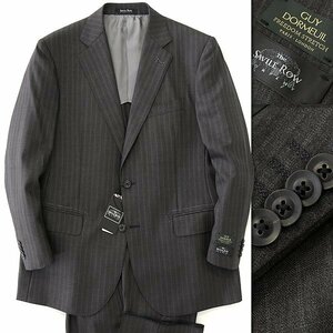 新品 サヴィルロウ 春夏 DORMEUIL FREEDOM STRETCH ストライプ スーツ AB6(幅広L) 濃灰 【J50625】 メンズ SAVILE ROW ドーメル サマー