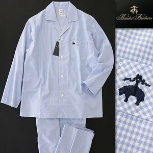  new goods Brooks Brothers silver chewing gum check setup pyjamas M blue white [J59556] Brooks Brothers men's open color shirt 