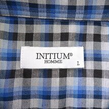 新品 イニシウムオム チェック柄 レギュラーカラー ツイル シャツ L 青 黒 灰 【I53413】 INITIUM HOMME メンズ 長袖 コットン_画像8