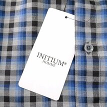 新品 イニシウムオム チェック柄 レギュラーカラー ツイル シャツ L 青 黒 灰 【I53413】 INITIUM HOMME メンズ 長袖 コットン_画像7